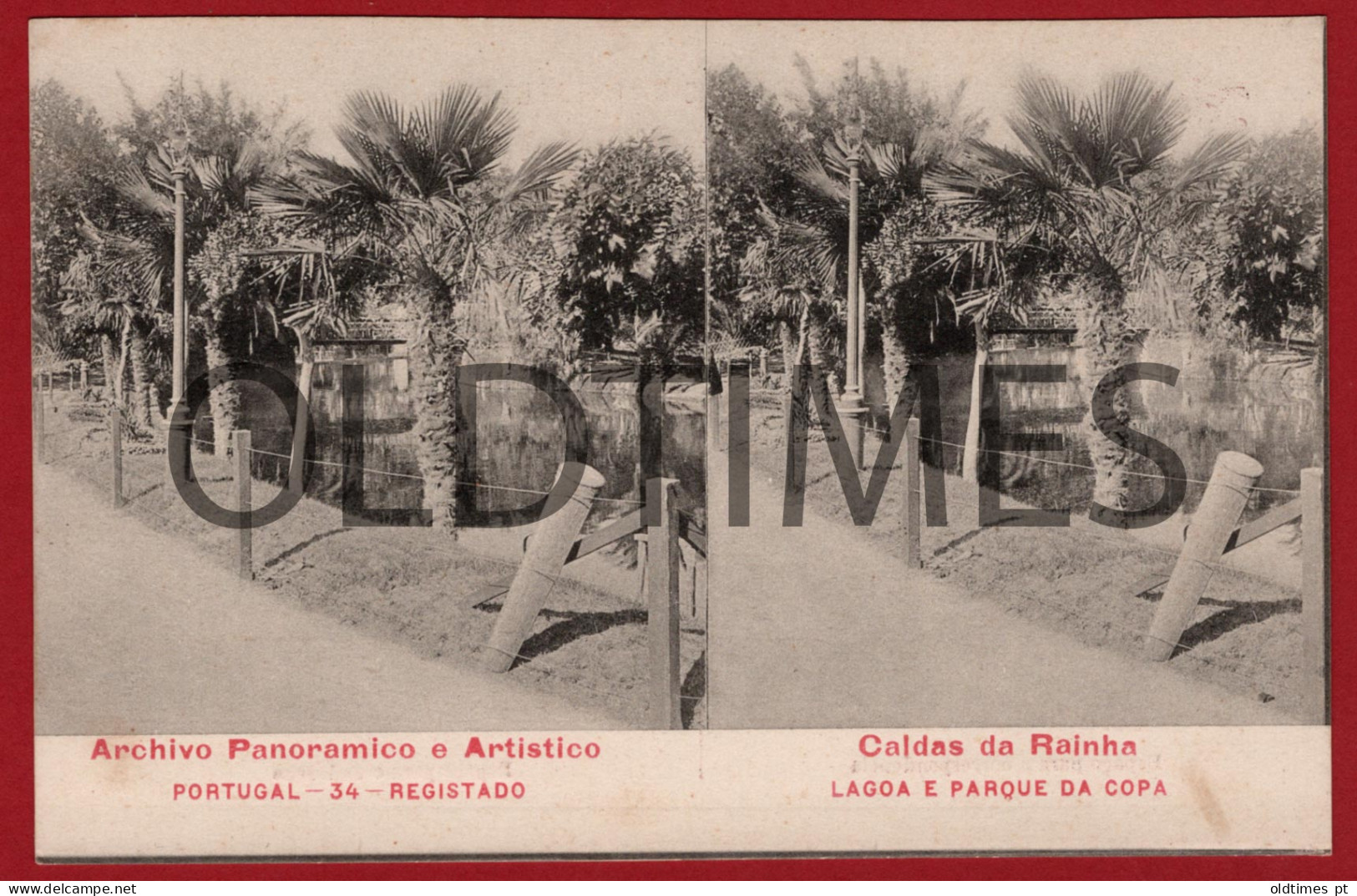 PORTUGAL - ARCHIVO PANORAMICO E ARTISTICO - CALDAS DA RAINHA - LAGOA E PARQUE DA COPA - 1910 STEREOSCOPIC PC - Lisboa