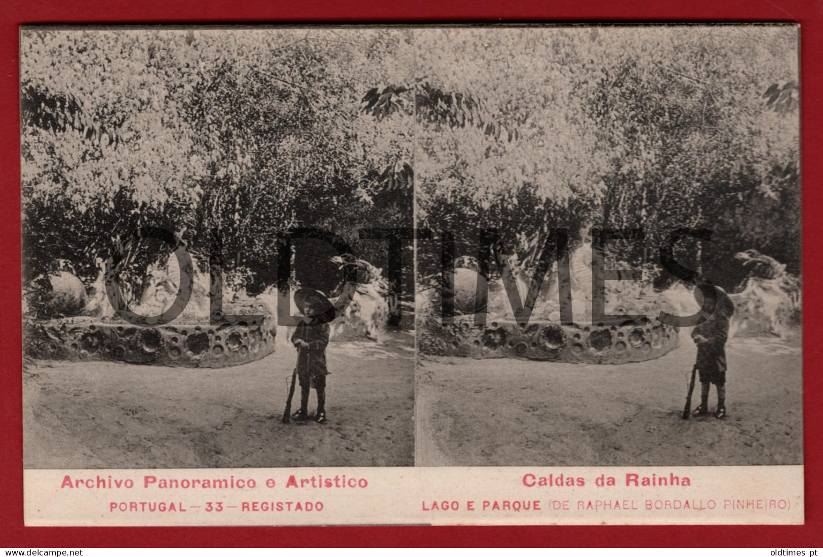 PORTUGAL - ARCHIVO PANORAMICO E ARTISTICO CALDAS DA RAINHA - LAGO E PARQUE RAPHAEL BORDALO PINHEIRO 1910 STEREOSCOPIC PC - Lisboa