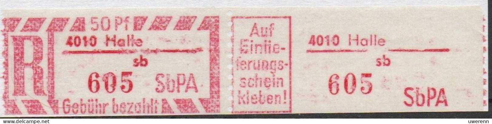 DDR Einschreibemarke Halle SbPA Postfrisch, EM2F-4010sb(1) RU (a) Zh - Etichette Di Raccomandazione