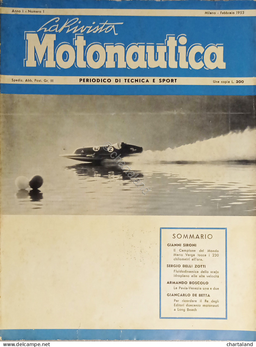 Periodico Di Tecnica E Sport - La Rivista Motonautica N. 1 - 1953 - Sonstige & Ohne Zuordnung