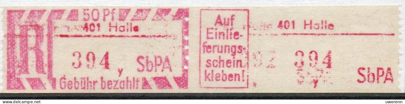 DDR Einschreibemarke Halle SbPA Postfrisch, EM2C-401y(4) Zh - Labels For Registered Mail