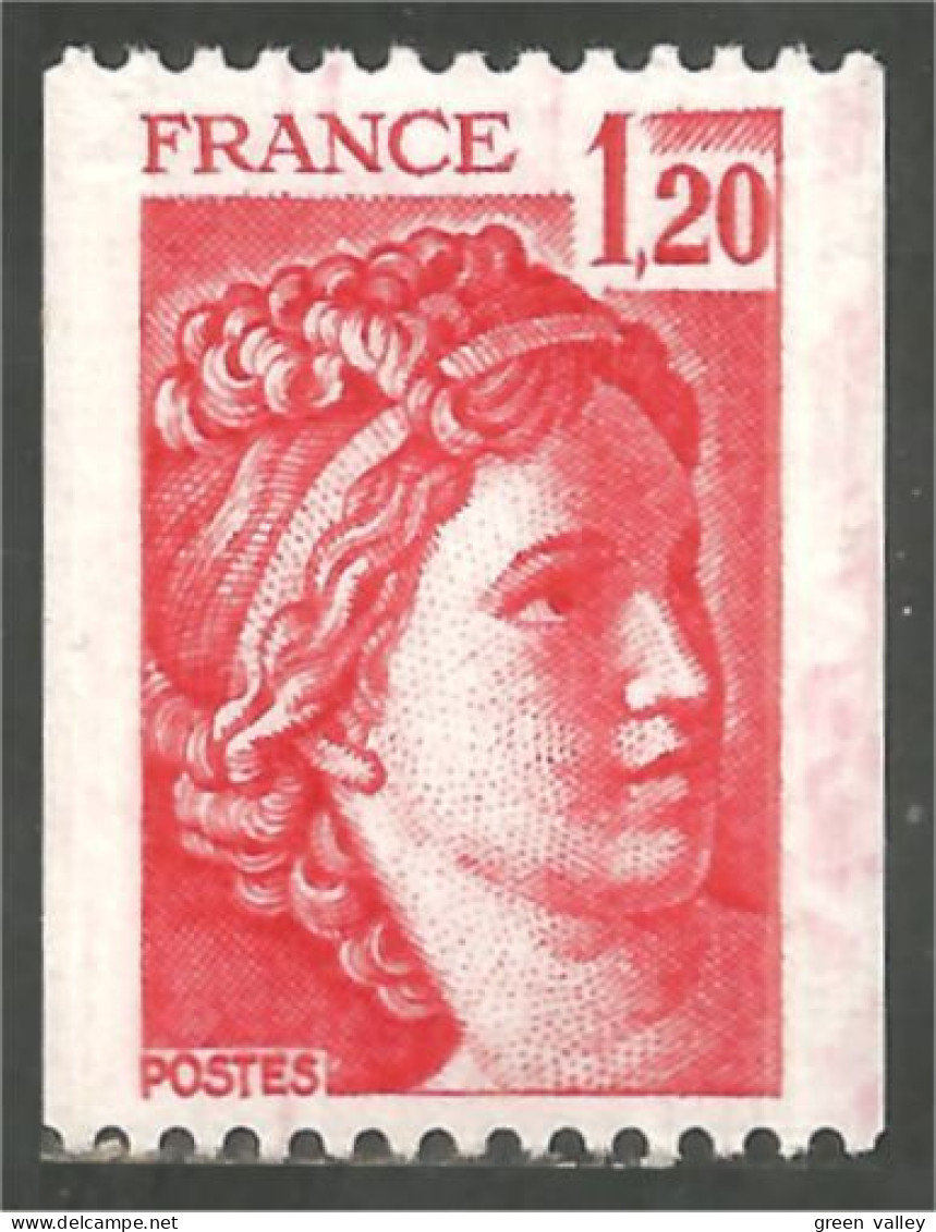 349 France Yv 1981B Sabine De Gandon 1f 20 Rouge Red Roulette Coil MNH ** Neuf SC (1981B-1b) - 1977-1981 Sabine (Gandon)