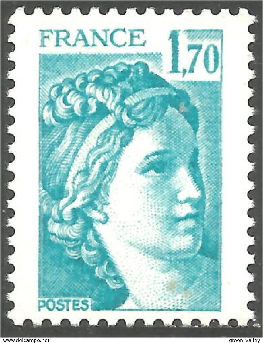 349 France Yv 1976 Sabine De Gandon 1f 70 Bleu Clair Light Blue MNH ** Neuf SC (1976-1b) - 1977-1981 Sabine Van Gandon