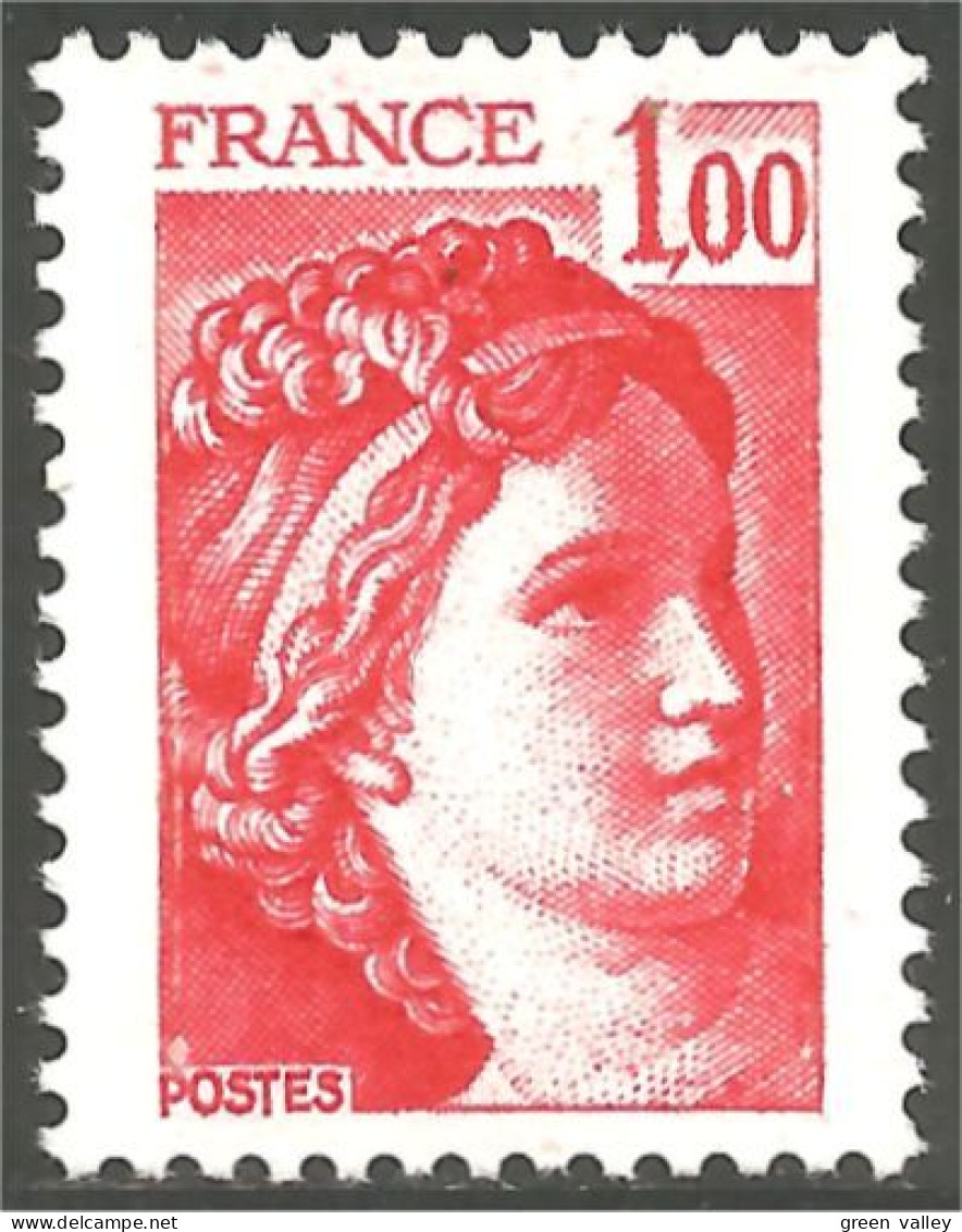 349 France Yv 1972 Sabine De Gandon 1f Rouge Red MNH ** Neuf SC (1972-1b) - 1977-1981 Sabine De Gandon