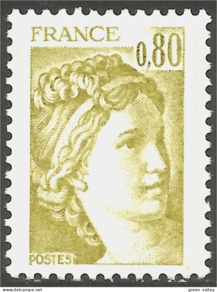 349 France Yv 1971 Sabine De Gandon 80c Jaune Olive Yellow MNH ** Neuf SC (1971-1d) - Autres & Non Classés