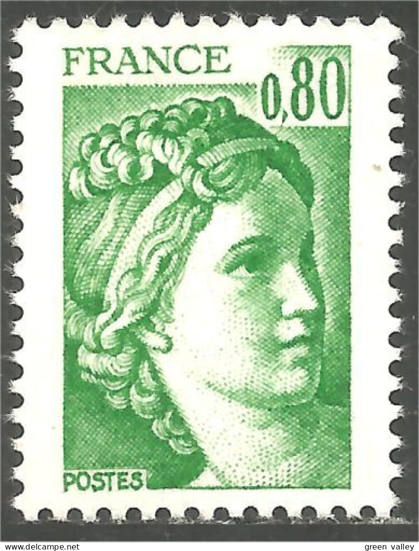 349 France Yv 1970 Sabine De Gandon 80c Vert Green MNH ** Neuf SC (1970-1b) - 1977-1981 Sabine Of Gandon