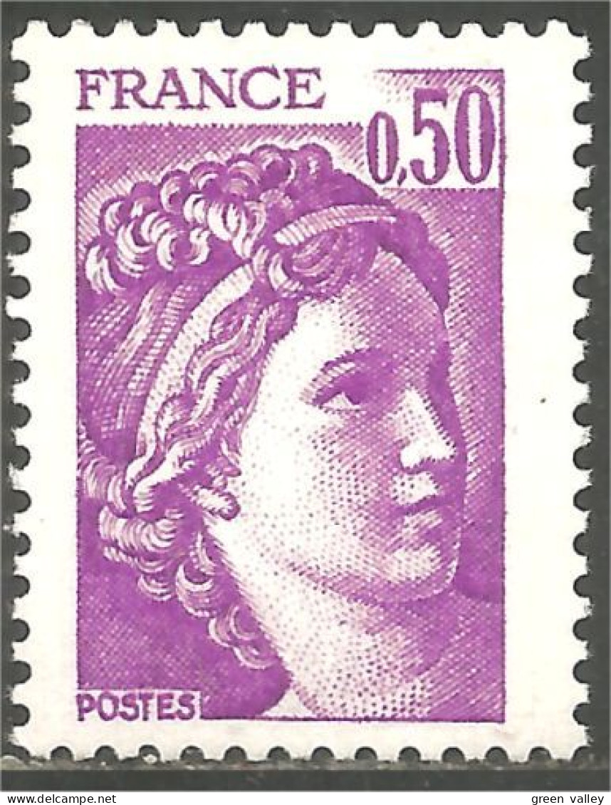 349 France Yv 1969 Sabine De Gandon 50c Violet MNH ** Neuf SC (1969-1b) - 1977-1981 Sabine Of Gandon