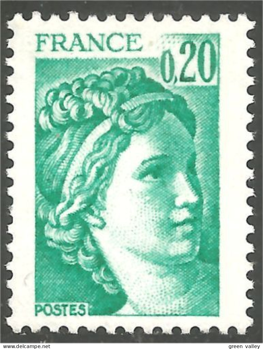 349 France Yv 1967 Sabine De Gandon 20c émeraude Emerald MNH ** Neuf SC (1967-1b) - 1977-1981 Sabine De Gandon