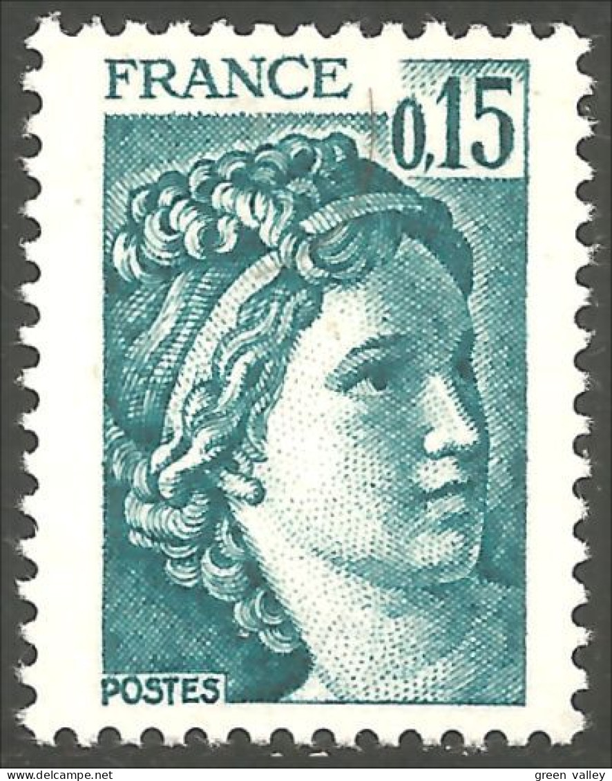 349 France Yv 1966 Sabine De Gandon 15c Vert-bleu Blue-green MNH ** Neuf SC (1966-1b) - 1977-1981 Sabina Di Gandon