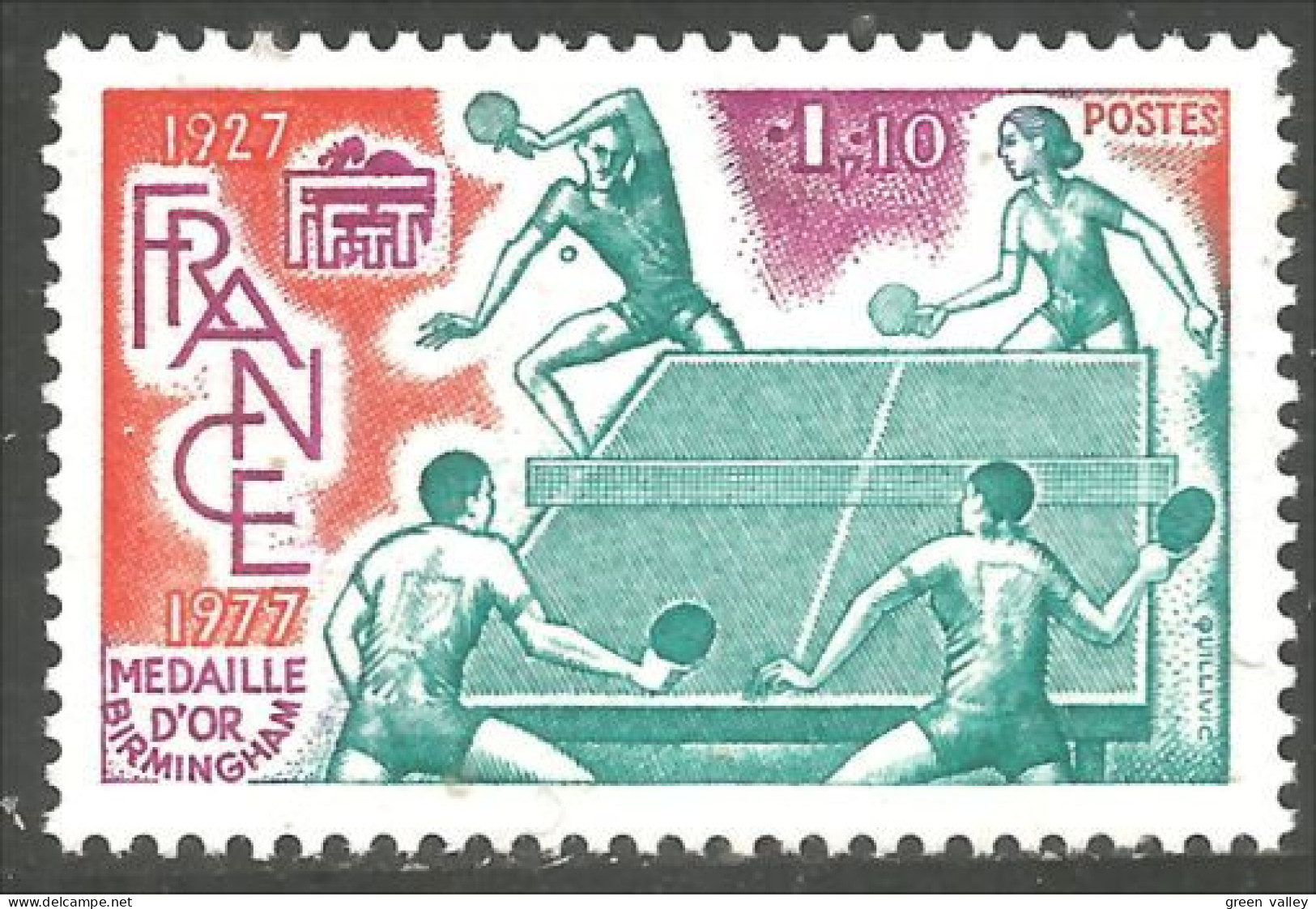 349 France Yv 1961 Ping-pong Tennis De Table MNH ** Neuf SC (1961-1b) - Tenis De Mesa