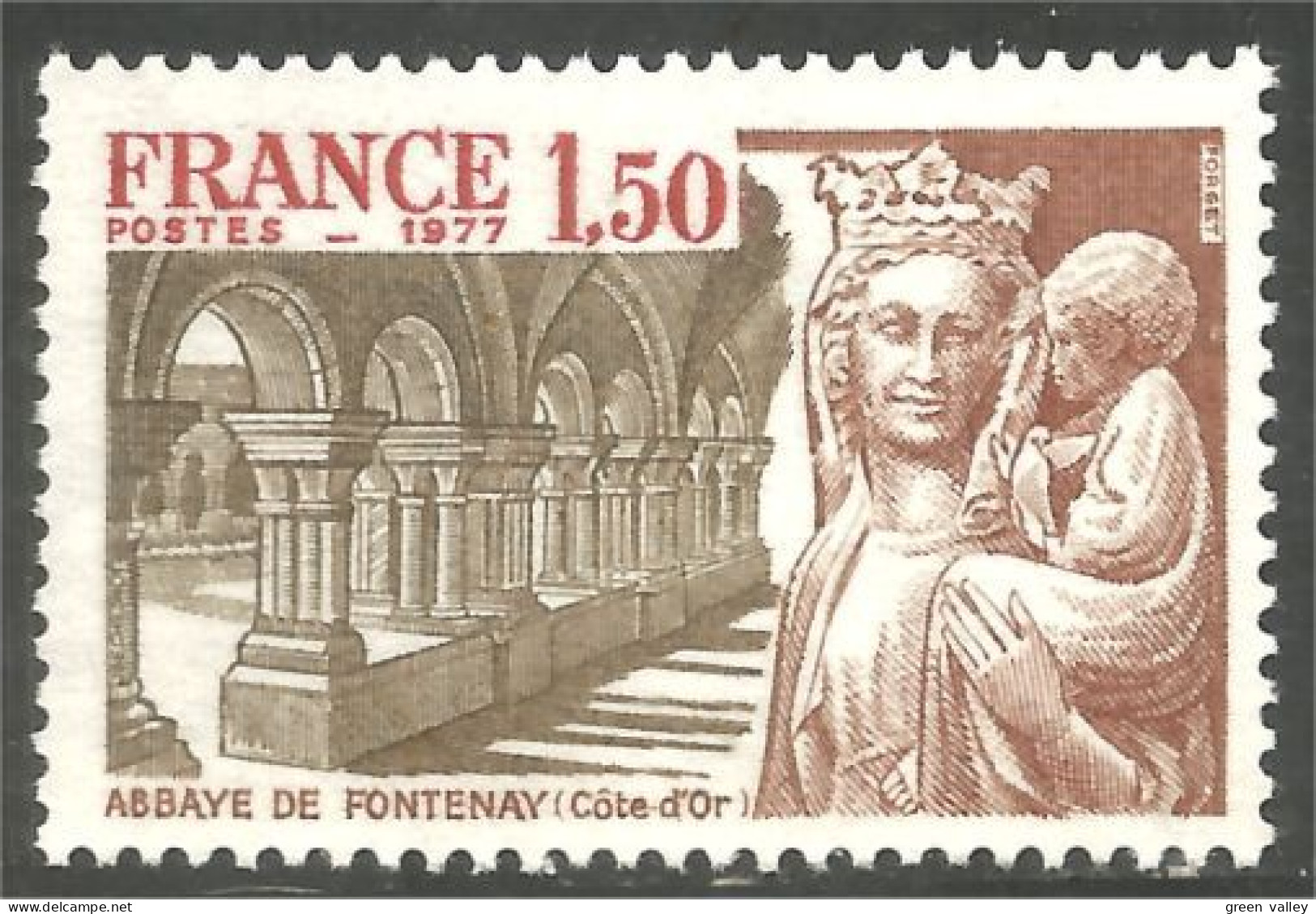 349 France Yv 1938 Abbaye De Fontenay Abbey MNH ** Neuf SC (1938-1b) - Abbeys & Monasteries
