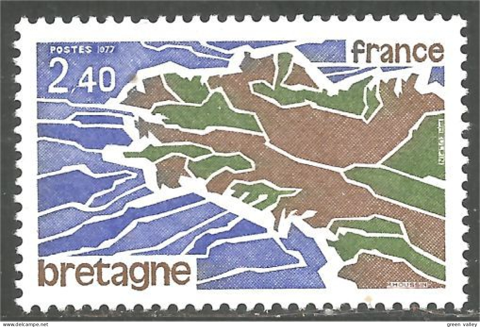 349 France Yv 1917 Région Bretagne Carte Map MNH ** Neuf SC (1917-1c) - Sonstige & Ohne Zuordnung