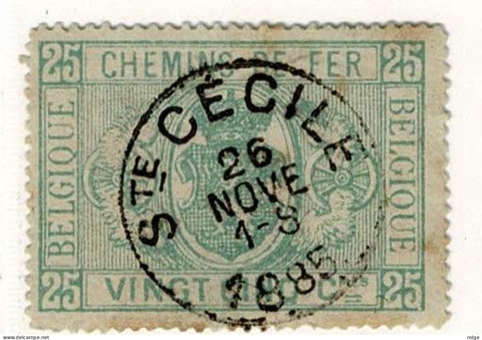 D065   STE CECILE       POSTSTEMPEL  OP SPOORWEGZEGEL N°3 - Used