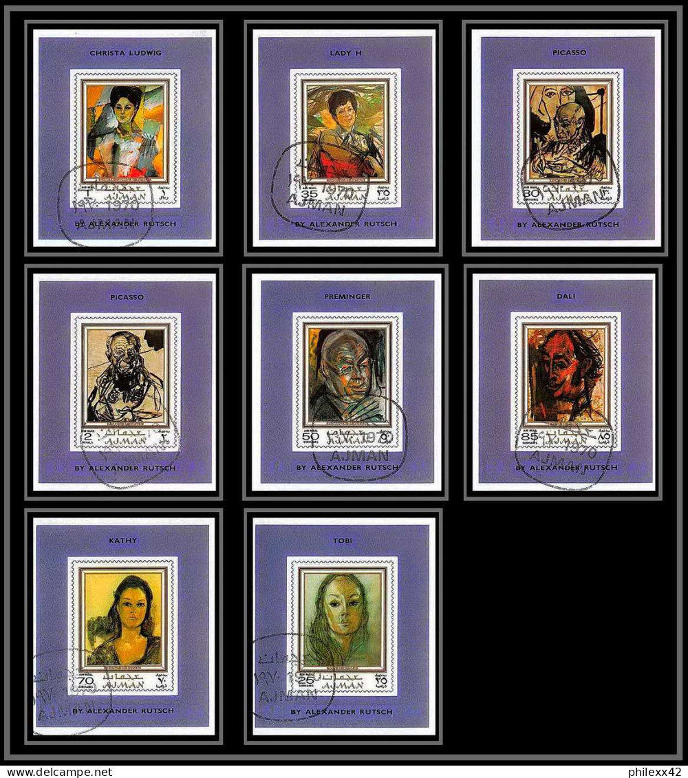 Ajman - 2565/ N° 702/709 Peinture Tableaux Paintings Dali Picasso Deluxe Miniature Sheets Blocs Complet Used - Adschman