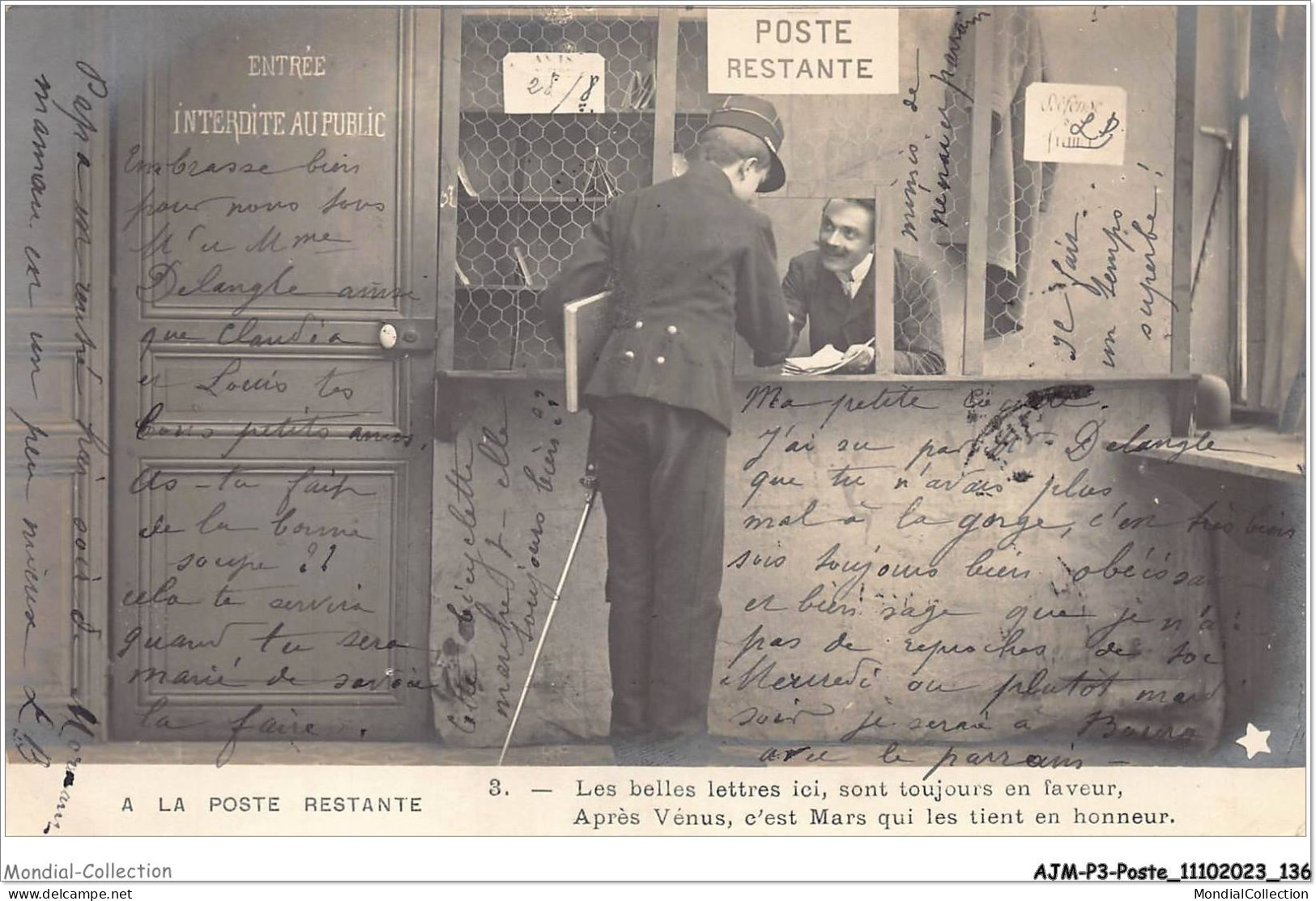 AJMP3-0238 - POSTE - LA POSTE RESTANTE - LES BELLES LETTRES ICI - SONT TOUJOURS EN FAVEUR - Post & Briefboten