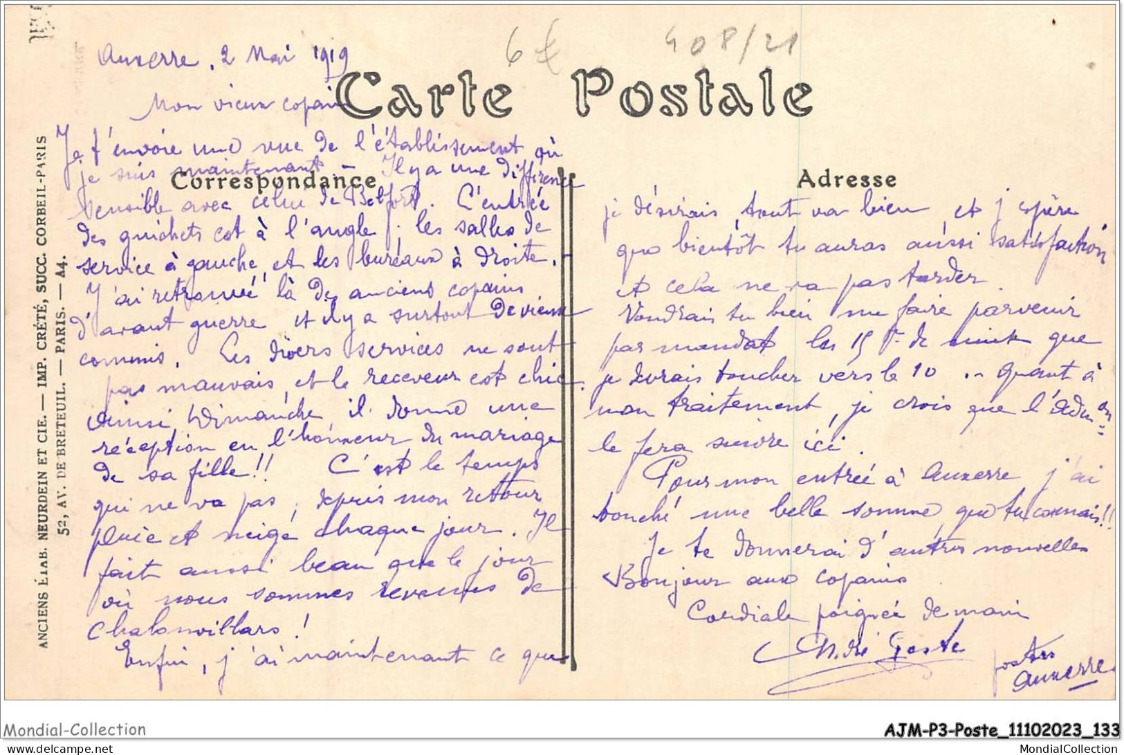 AJMP3-0236 - POSTE - AUXERRE - L'HOTEL DES POSTES - Post & Briefboten