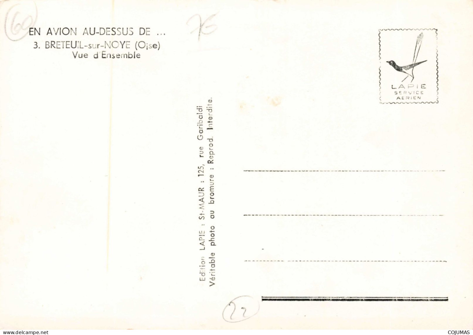 60 - BRETEUIL SUR NOYE _S27832_ Vue D'Ensemble - LAPIE - CPSM 15x10 Cm - Breteuil