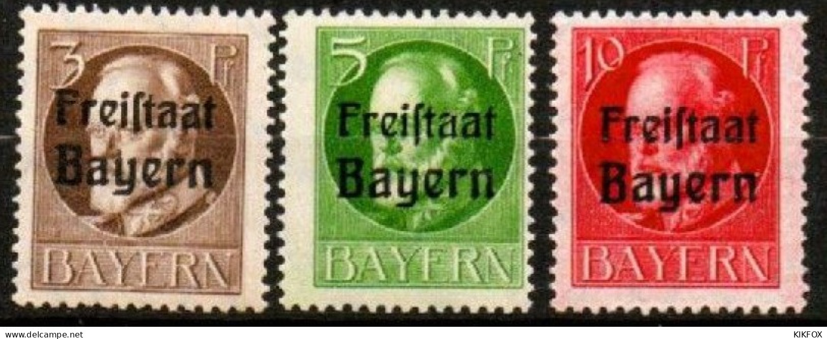 BAYERN, ALTDEUTSCHLAND,1919 , MI 152 A,153 A, 155 A, , FREIMARKEN KÖNIG LUDWIG III,FREISTAAT BAYERN, POSTFRISCH, NEUF, - Ungebraucht