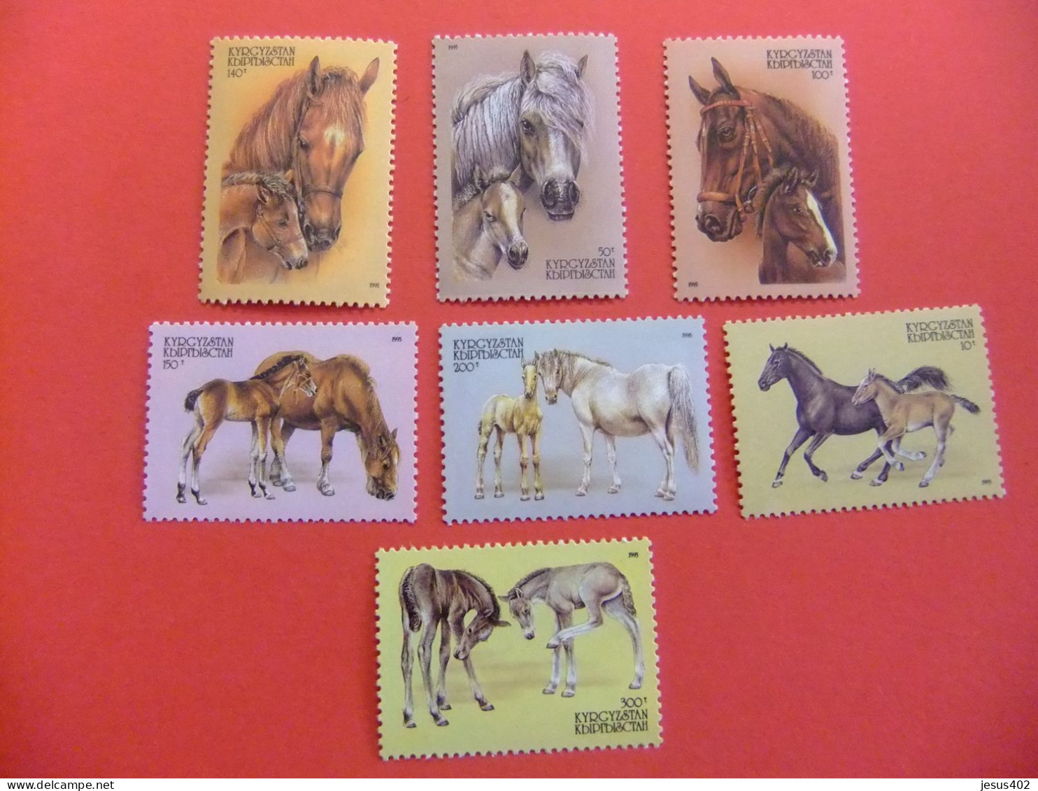 111 KYRGYZSTAN 1995 / FAUNA ANIMALES CABALLOS HORSE / YVERT 66 / 72 ** MNH - Kirghizistan