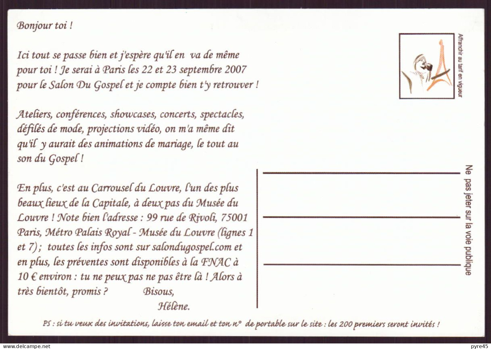 SALON DU GOSPEL 2007 CARROUSEL DU LOUVRE PARIS - Altri & Non Classificati