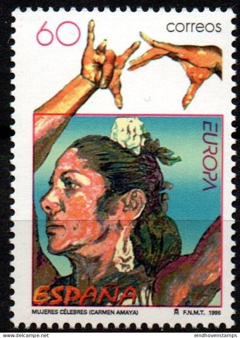 Spain 1996 Flamenco Dance 1 Value MNH Castagnettes, Danser Carnen Amaya - Danza