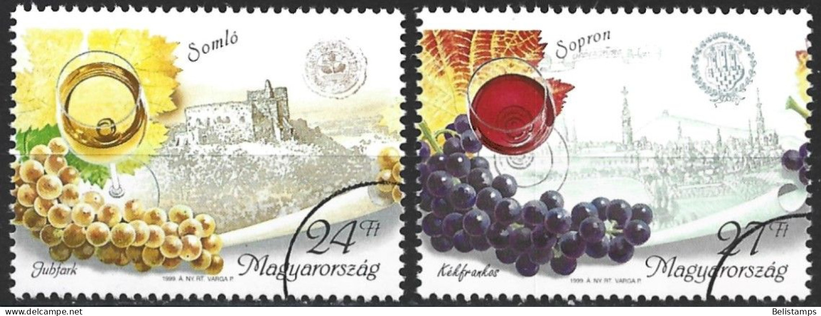 Hungary 1999. Scott #3656-7 (U) Grapes And Wine Producing Aeras  (Complete Set) - Usati