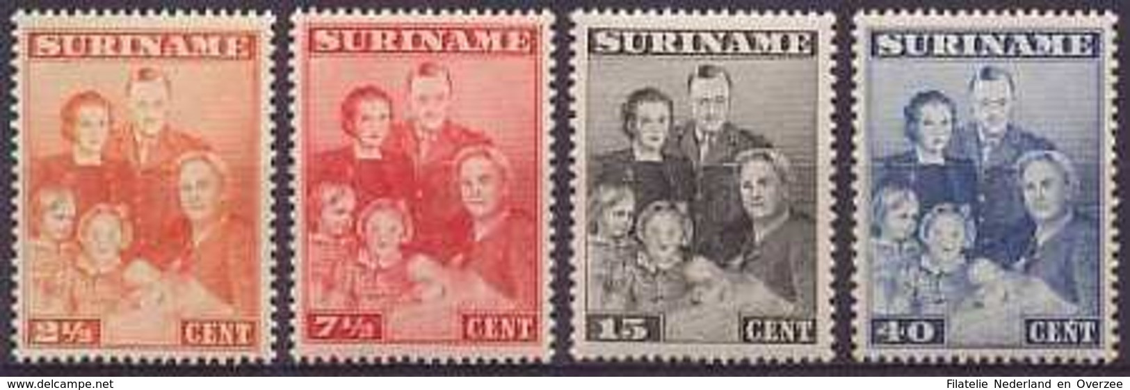 Suriname NVPH Nr 206/209 Ongebruikt/MH Koninklijke Familie, Royal Family 1943 - Surinam ... - 1975