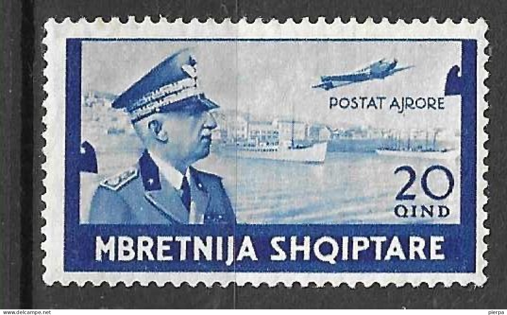 ALBANIA - 1940 - POSTA AEREA - VITTORIO EMANUELE  - 20 Q. - NUOVO MH* (YVERT AV 39 - MICHEL 315 - SS A7) - Albania