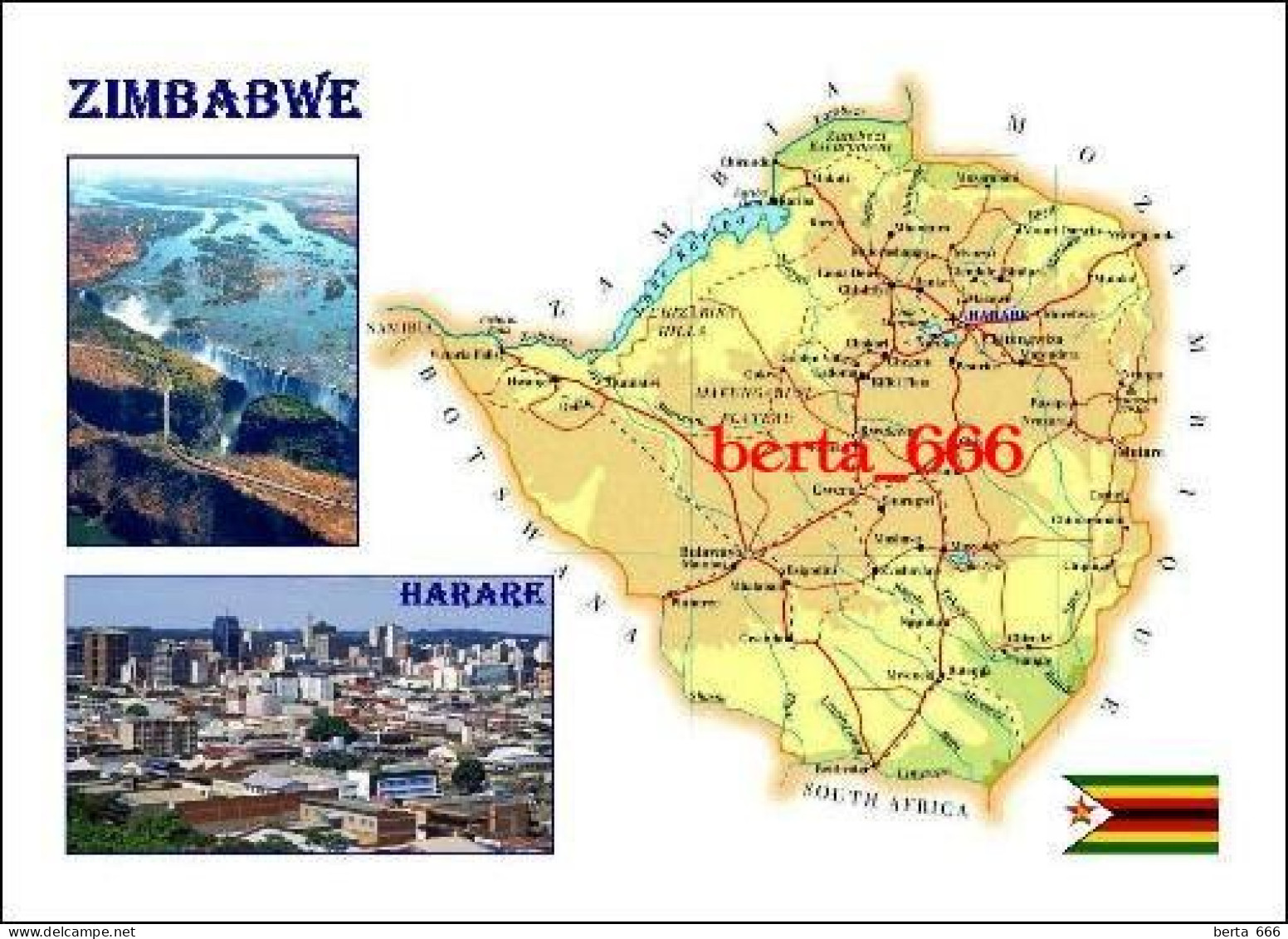 Zimbabwe Country Map New Postcard * Carte Geographique * Landkarte - Simbabwe