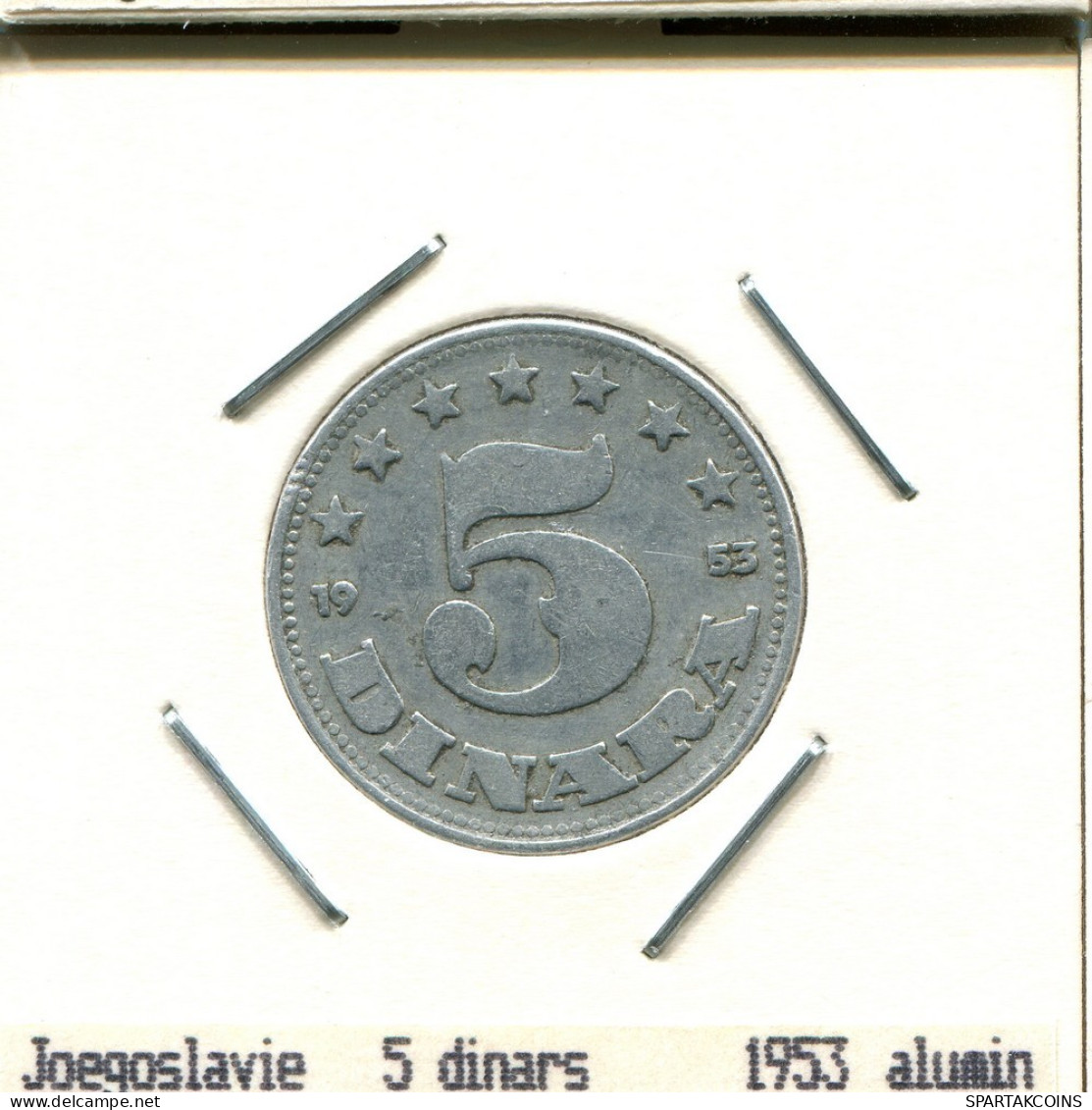 5 DINARA 1953 JUGOSLAWIEN YUGOSLAVIA Münze #AS591.D.A - Jugoslawien