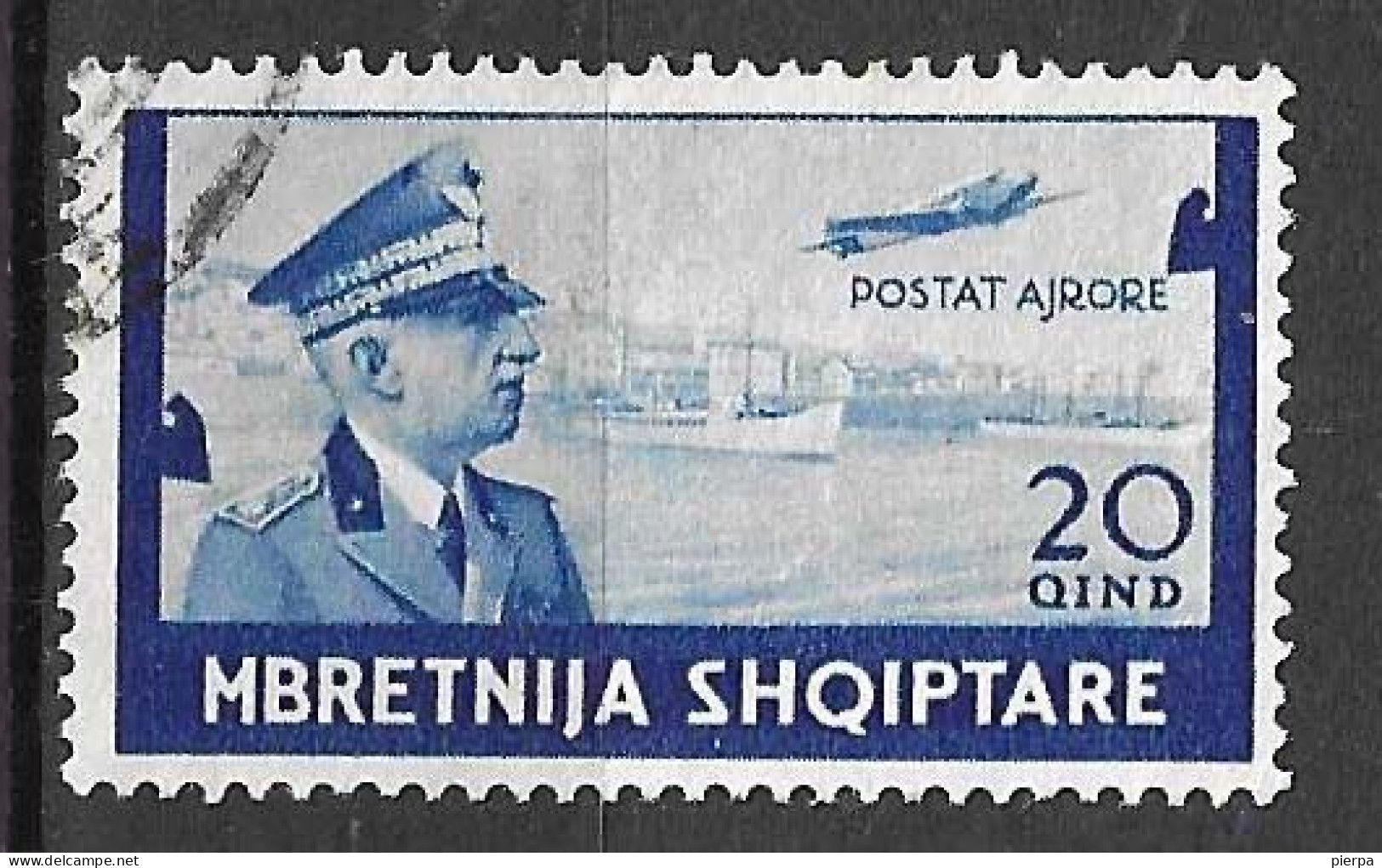 ALBANIA - 1940 - POSTA AEREA - VITTORIO EMANUELE  - 20 Q. - USATO (YVERT AV 39 - MICHEL 315 - SS A7) - Albania