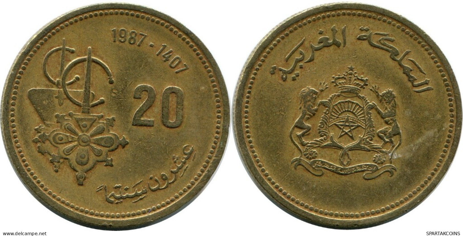 20 CENTIMES 1987 MARRUECOS MOROCCO Hassan II Moneda #AH875.E.A - Marruecos