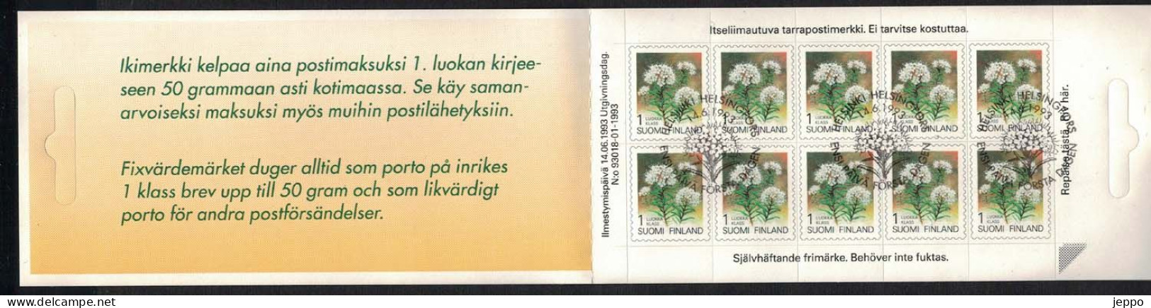 1993 Finland, Flowers, FD Stamped Booklet. M 1217. - Oblitérés