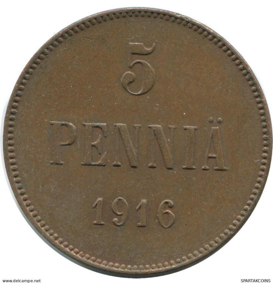 5 PENNIA 1916 FINLANDIA FINLAND Moneda RUSIA RUSSIA EMPIRE #AB231.5.E.A - Finlandia