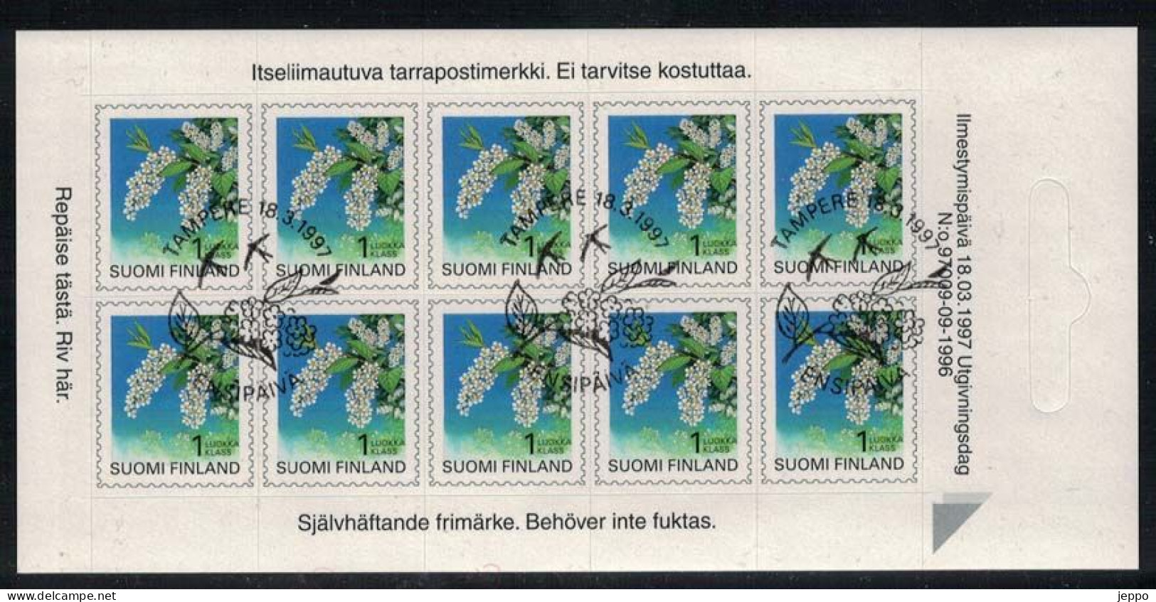 1997 Finland, Flowers, FD Stamped Sheet. M 1381. - Gebraucht