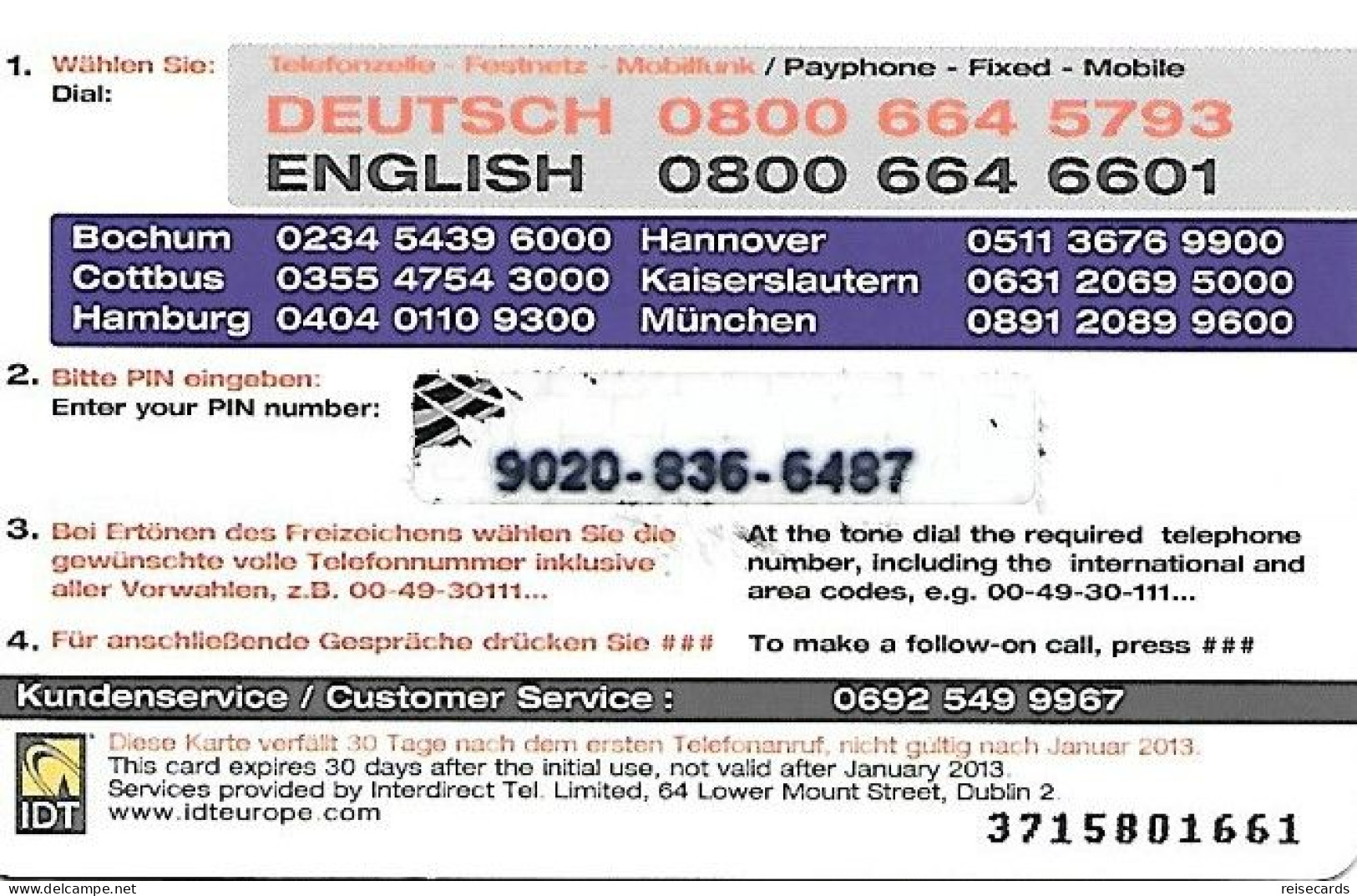 Germany: Prepaid IDT Play - [2] Móviles Tarjetas Prepagadas & Recargos