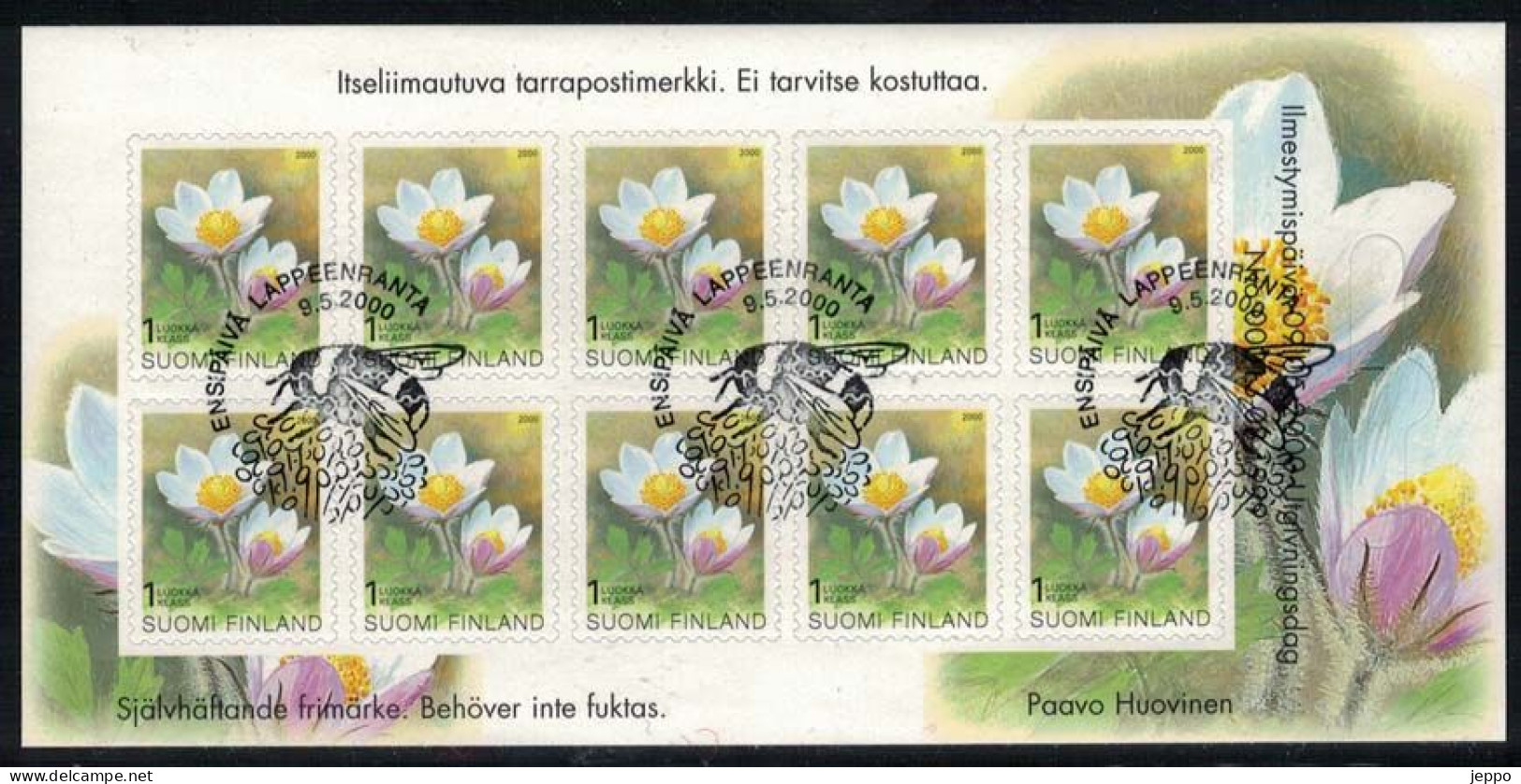 2000 Finland, Flowers, FD Stamped Sheet. M 1532. - Oblitérés