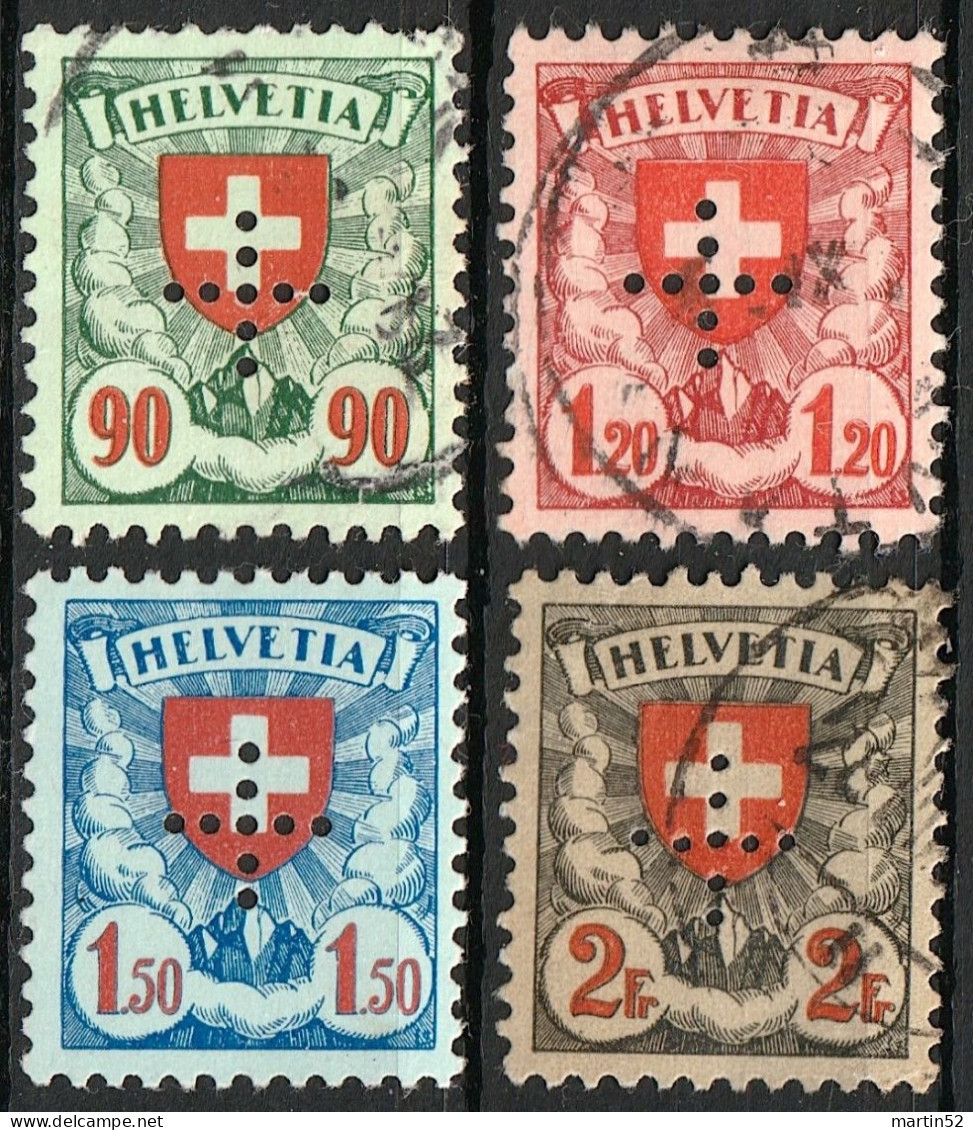 Schweiz Suisse 1935: OFFICIEL II N° 16-18 (15 GRATIS) Kreuz-Perforation + En Croix Mit Stempel Obliterée (Zu CHF 88.00) - Oficial