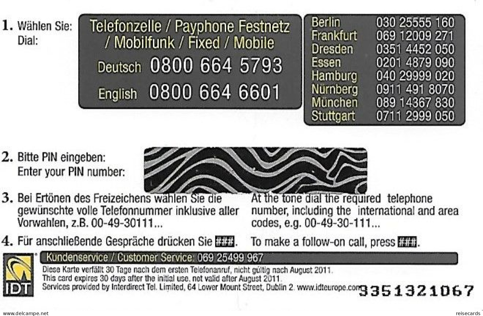 Germany: Prepaid IDT Megastar 08.11. Mint - [2] Prepaid