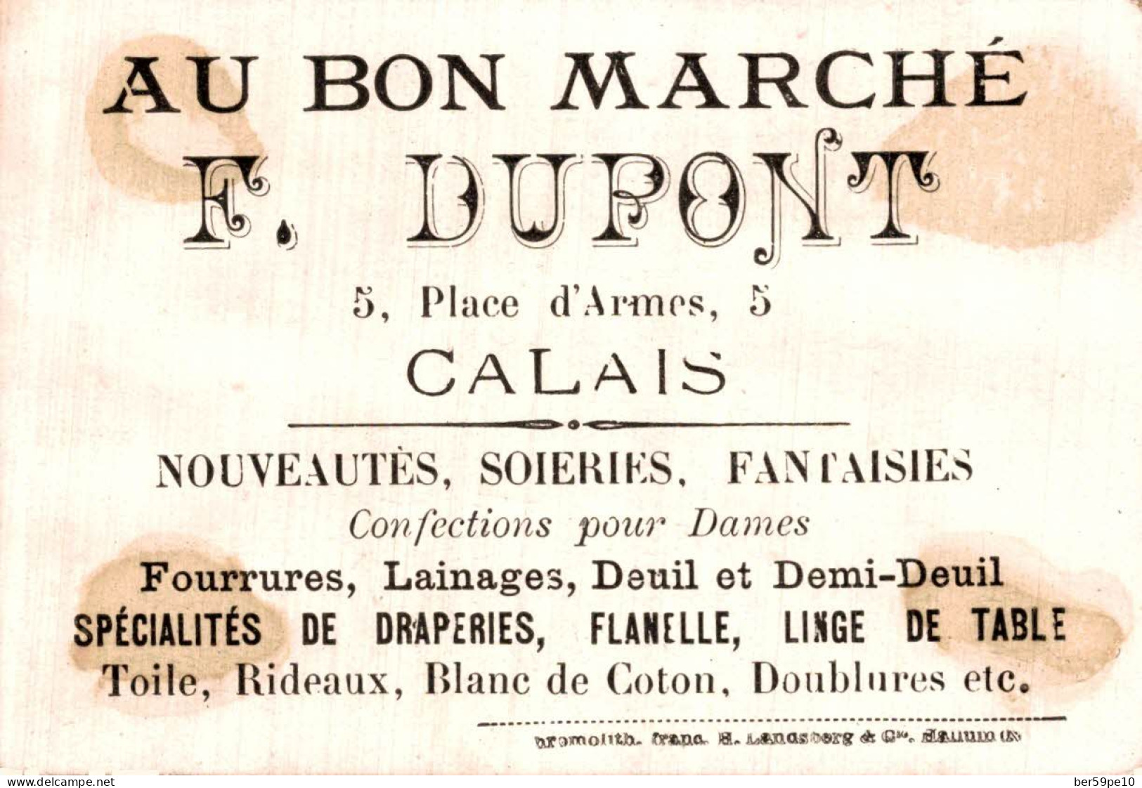 CHROMO AU BON MARCHE F. DUPONT A CALAIS LES TROIS NAINS DE LA FORET - Au Bon Marché