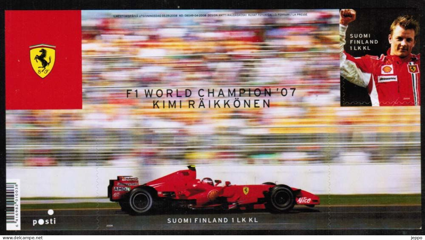 2008 Finland Kimi Räikkönen F1 World Champion MNH **. - Blokken & Velletjes