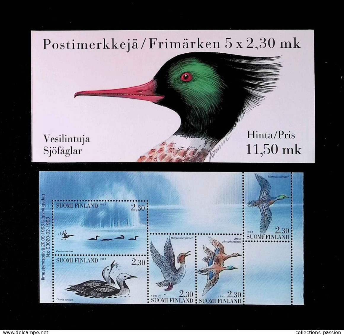 CL, Blocs-feuillets, Block, Finland, Finlande, 1993, Oiseaux, Birds, Canards, Ducks, Frais Fr 1.80 E - Blocs-feuillets