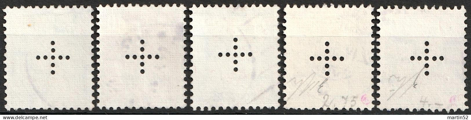 Schweiz Suisse 1935: OFFICIEL II N° 8-11+13 Kreuz-Perforation + En Croix Mit Stempel Obliterée Used (Zu CHF 260.00) - Servizio