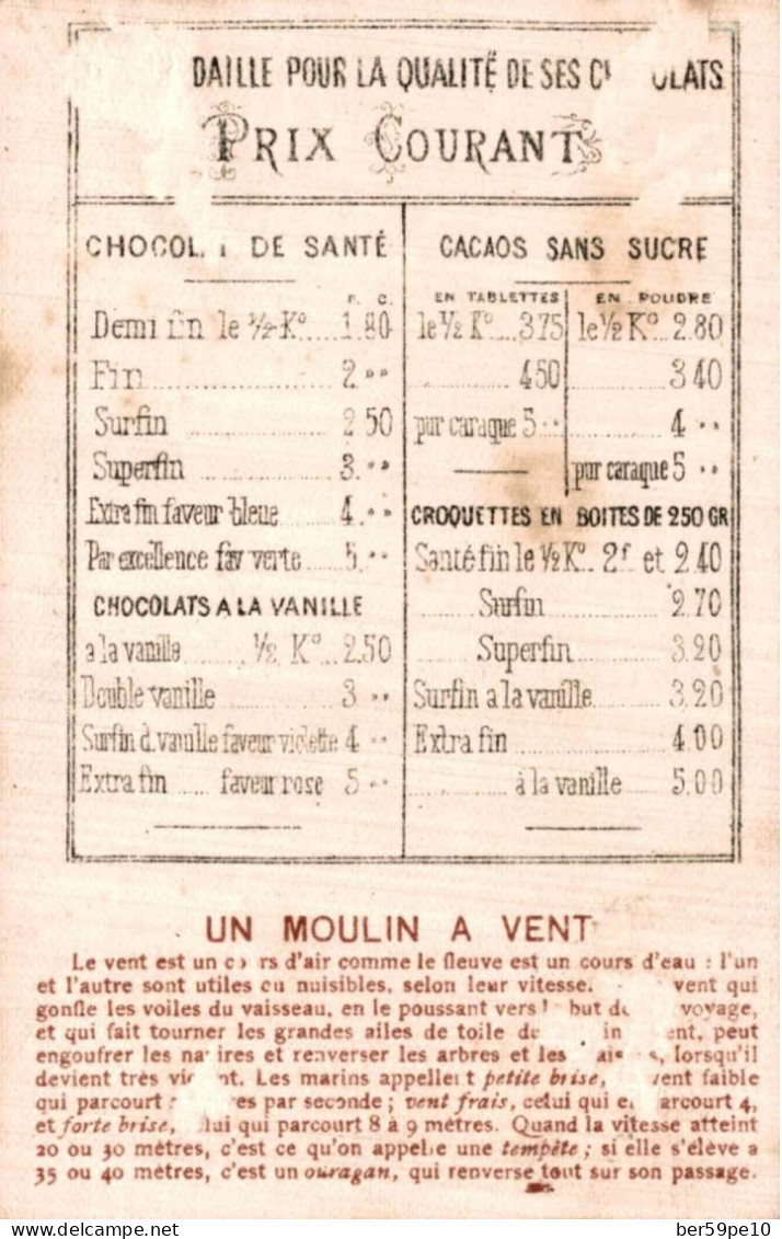 CHROMO CHOCOLAT IBLED PARIS MONDICOURT MOULIN A VENT - Ibled