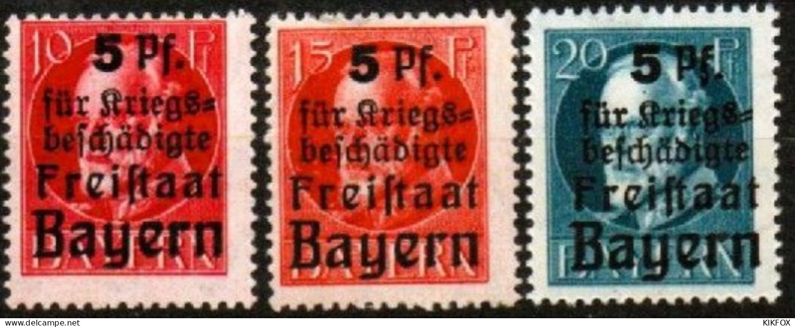 BAYERN, ALTDEUTSCHLAND ,1919, MI 171 A - 173 A, HILFE FÜR KRIEGSGESCHÄDIGTE, POSTFRISCH, NEUF, - Postfris