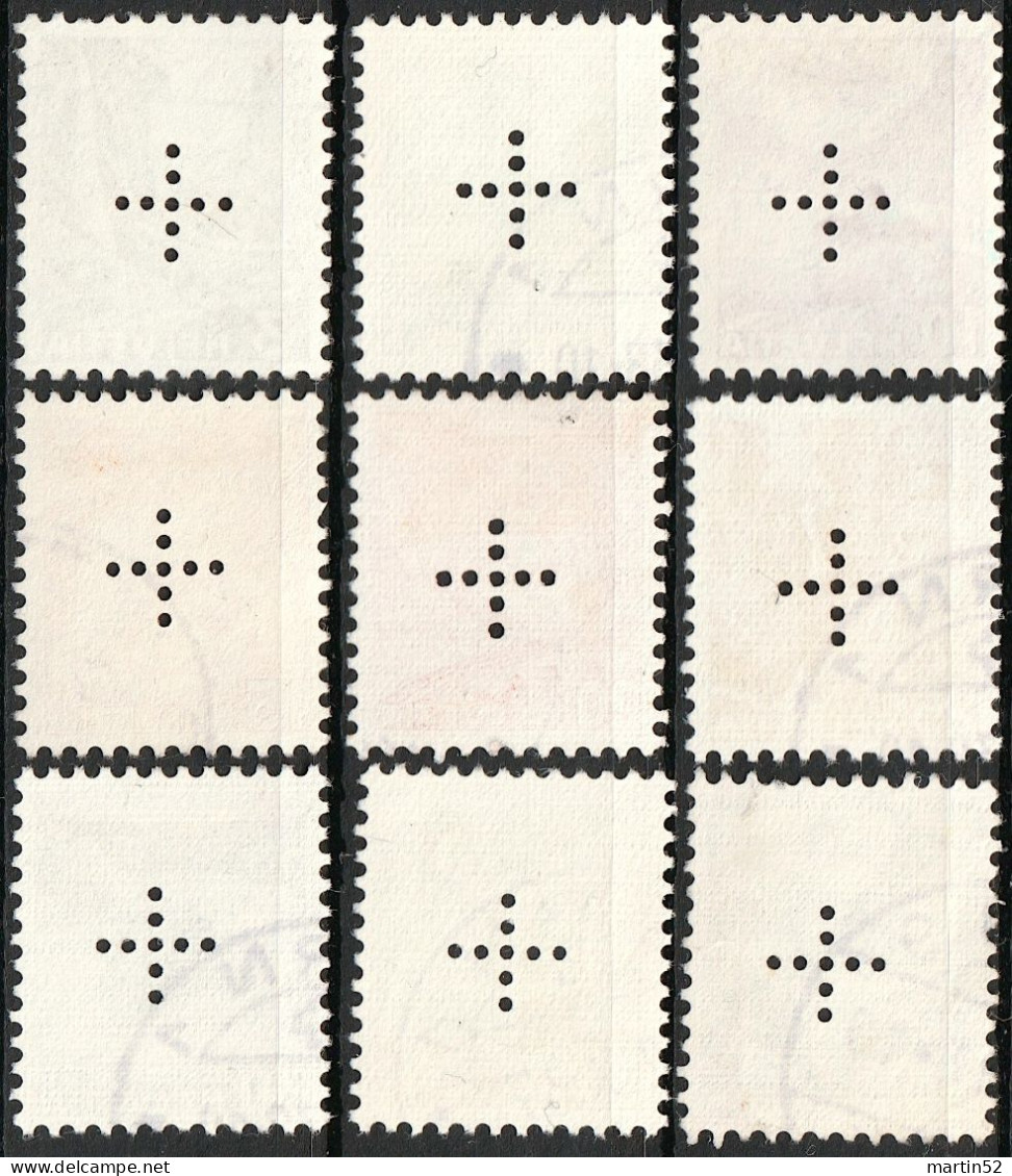 Schweiz Suisse 1937: OFFICIEL II N° 19y-27y Kreuz-Perforation + En Croix Mit Stempel Obliterée Used (Zu CHF 217.00) - Oficial