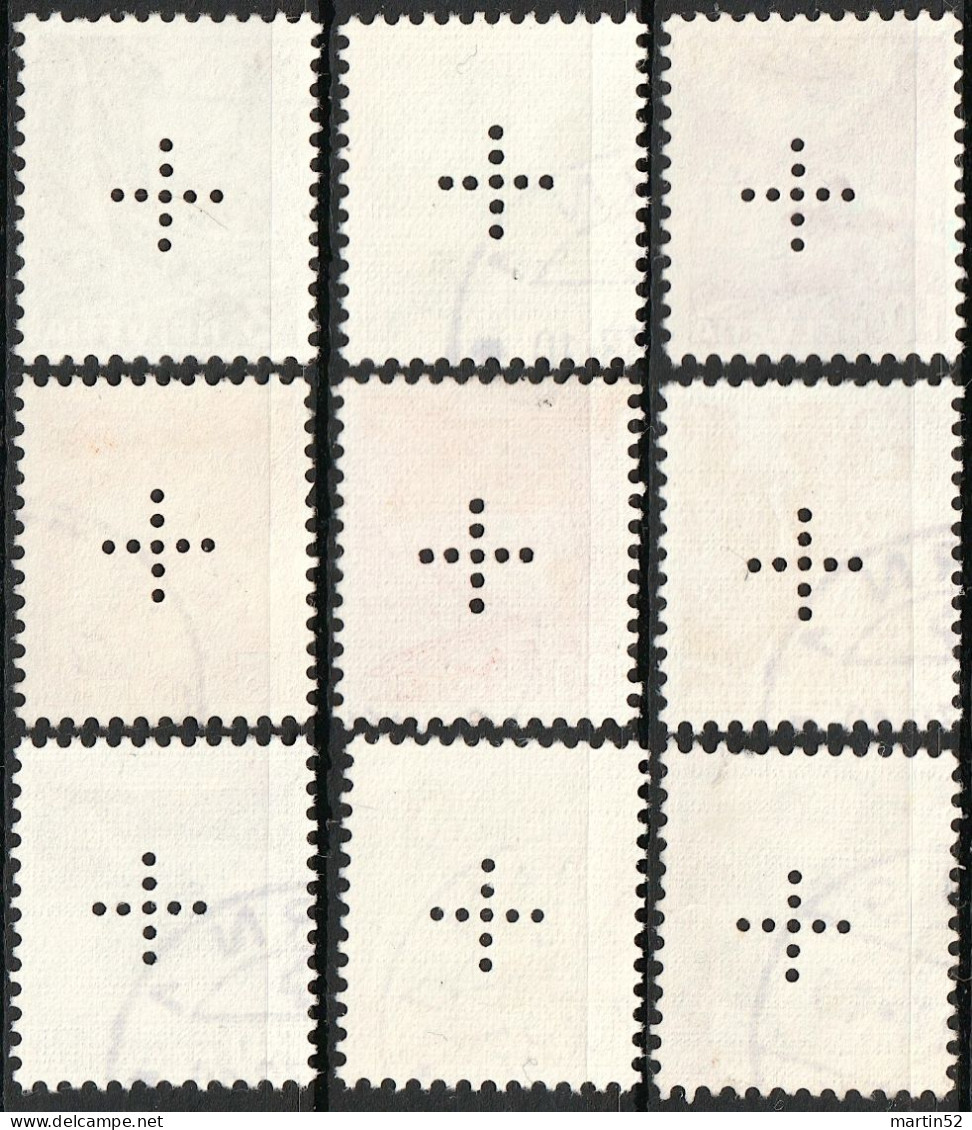 Schweiz Suisse 1937: OFFICIEL II N° 19y-27y Kreuz-Perforation + En Croix Mit Stempel Obliterée Used (Zu CHF 217.00) - Officials