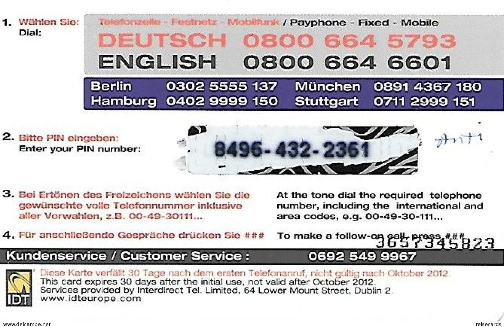 Germany: Prepaid IDT Get Me - [2] Móviles Tarjetas Prepagadas & Recargos