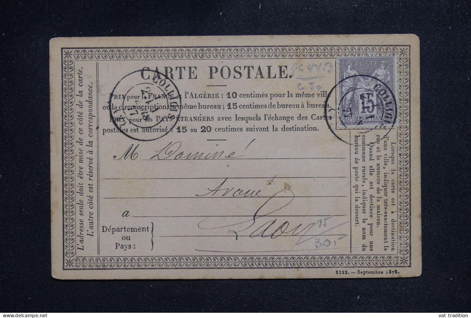 FRANCE - Carte Précurseur De Colligis Pour Laon En 1877 - L 151658 - Cartes Précurseurs