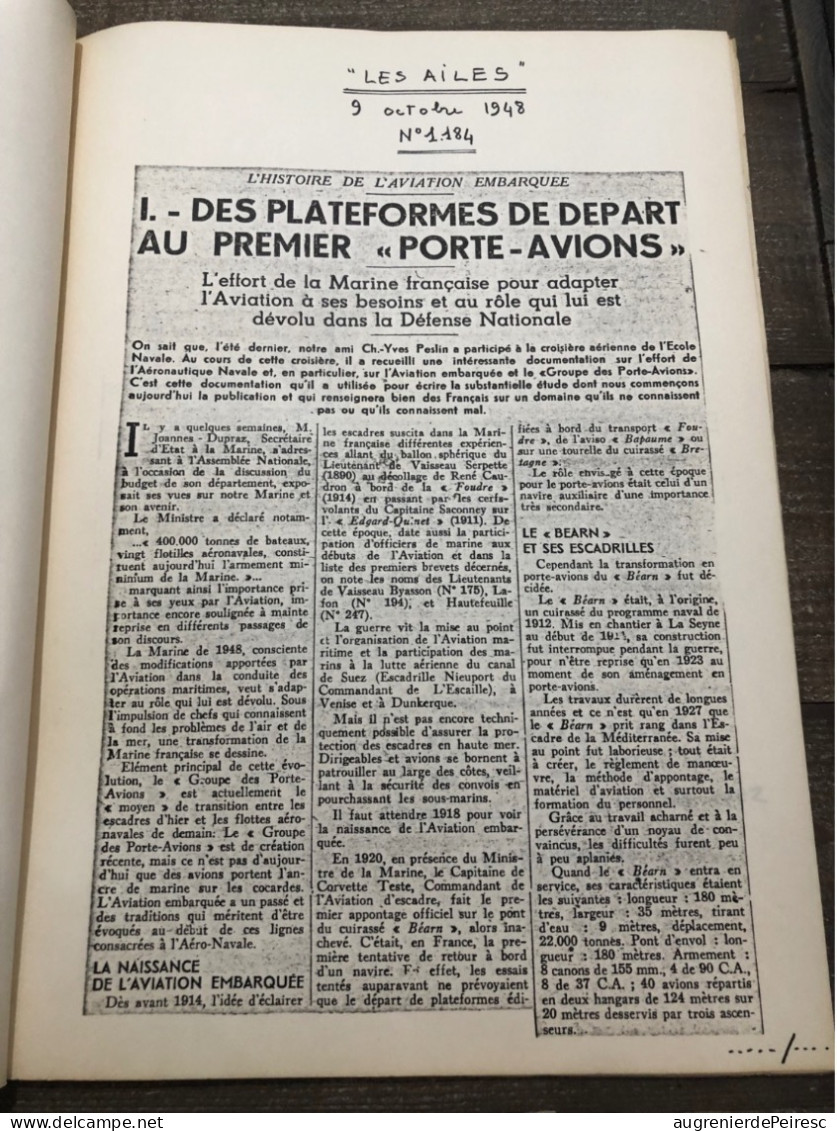 Journal « les Ailes De La Royale » Sur Des Articles De L’aéronautique Navale 1948 ? - Barcos
